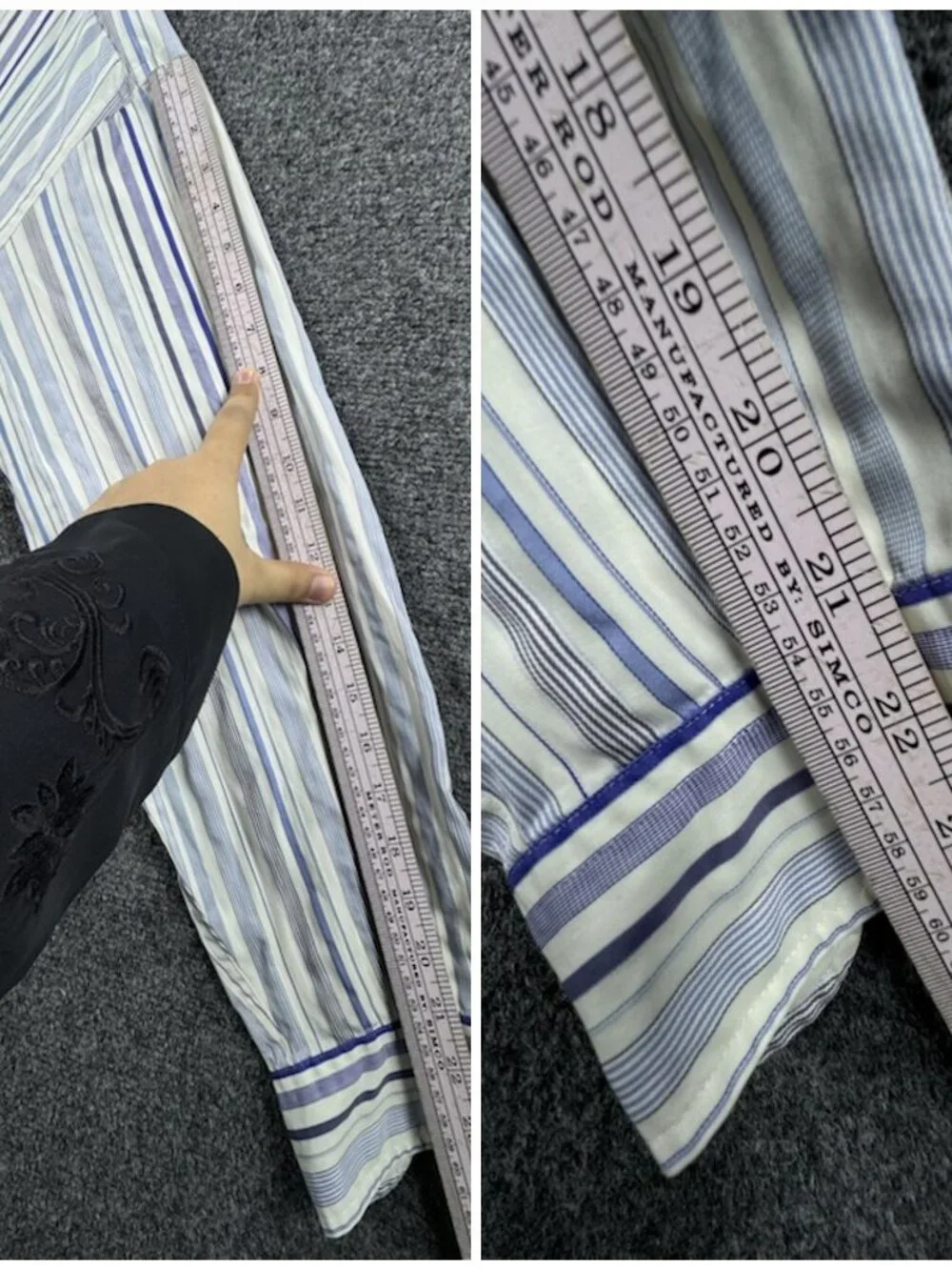 Faconnable Blue White Button-Down Striped Logo Medium Shirt Men Pocket Cotton